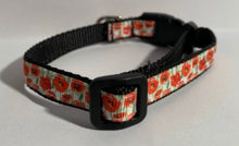 Load image into Gallery viewer, 1/2 Inch Red Poppy Floral Small Dog Collar