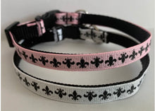 Load image into Gallery viewer, Pink and Black or White and Black New Orleans Inspired Fleur De Lis Cat Collar