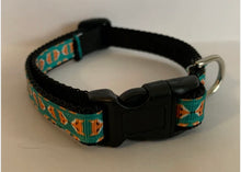 Load image into Gallery viewer, 1/2 inch Teal and Orange Fox Small Dog Collar