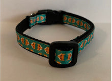 Load image into Gallery viewer, 1/2 inch Teal and Orange Fox Small Dog Collar