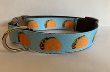 Load image into Gallery viewer, Large 1 inch Blue Taco Tuesday Dog Collar
