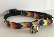 Load image into Gallery viewer, Yellow, Blue and Orange Southwestern Aztec Cat Collar