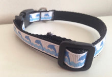Load image into Gallery viewer, 1/2 Inch Blue Dolphins and Waves Small Dog Collar