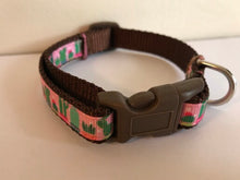 Load image into Gallery viewer, Pink and Green Cacti 1/2 inch Small Dog Collar