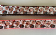 Load image into Gallery viewer, Pink and Brown Girly Pumpkins Large Fall 1 inch Dog Collar on Pink or Brown Nylon