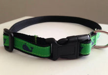 Load image into Gallery viewer, Green with Blue Whales Small 1/2 Inch Dog Collar