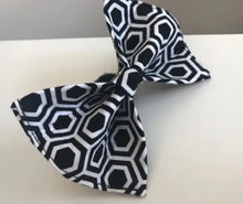 Load image into Gallery viewer, Black and White Hexagon Dog Bow Tie in Small, Medium or Large