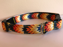 Load image into Gallery viewer, 5/8 inch Medium Orange, Yellow, Blue Aztec Dog Collar
