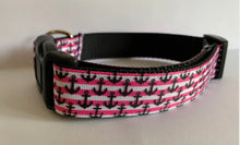Load image into Gallery viewer, Pink Stripes with Black Anchors Summer Nautical 1 inch Large Dog Collar

