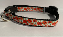 Load image into Gallery viewer, 1/2 Inch Red Poppy Floral Small Dog Collar
