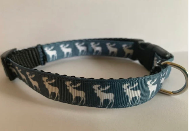 1/2 inch Small Blue Gray Moose Outdoor Nature Dog Collar