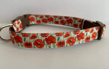 Load image into Gallery viewer, Red Poppy Flowers Summer Spring 5/8 inch Medium Dog Collar

