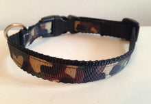 Load image into Gallery viewer, Small 1/2 inch Black, Brown, Green Camoflauge Dog Collar

