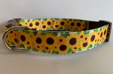 Load image into Gallery viewer, 1 inch Brown and Yellow Sunflowers Large Dog Collar

