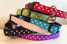 Load image into Gallery viewer, The Polka Dot Cat Collar in Red, Green, Blue, Pink, Black, Purple

