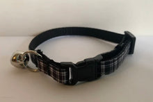 Load image into Gallery viewer, Black and White Plaid Cat Collar with Breakaway Safety Buckle
