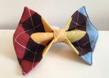 Load image into Gallery viewer, Colorful Brown Argyle Dog Bow Tie in Small, Medium or Large
