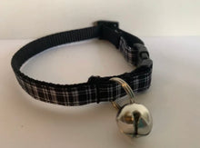 Load image into Gallery viewer, Black and White Plaid Cat Collar with Breakaway Safety Buckle
