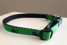 Load image into Gallery viewer, Green with Dark Blue Whales Cat Collar
