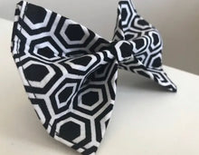 Load image into Gallery viewer, Black and White Hexagon Dog Bow Tie in Small, Medium or Large
