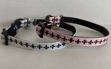 Load image into Gallery viewer, Pink and Black or White and Black New Orleans Inspired Fleur De Lis Cat Collar
