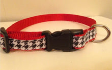Load image into Gallery viewer, Small 1/2 inch Red and Houndstooth Alabama Leash and Collar Set
