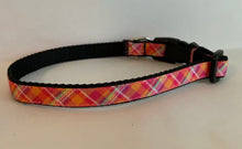 Load image into Gallery viewer, Bright Pink Plaid Pattern Summer Spring 1/2 Inch Dog Collar
