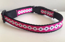 Load image into Gallery viewer, Pink with White and Black Aztec Pattern 1/2 Inch Dog Collar
