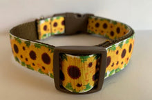 Load image into Gallery viewer, 1 inch Brown and Yellow Sunflowers Large Dog Collar
