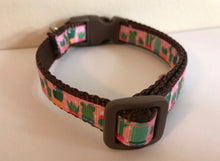 Load image into Gallery viewer, Pink and Green Cacti 1/2 inch Small Dog Collar
