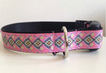 Load image into Gallery viewer, Pink and Yellow Aztec Print 1 inch Large Dog Collar
