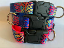 Load image into Gallery viewer, Colorful Coral Reef Leaf 1 inch Large Dog Collar on Hot Pink, Aqua or Royal Blue Nylon
