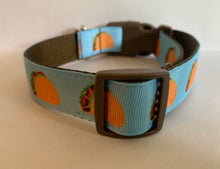 Load image into Gallery viewer, Large 1 inch Blue Taco Tuesday Dog Collar
