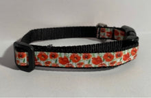 Load image into Gallery viewer, 1/2 Inch Red Poppy Floral Small Dog Collar
