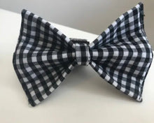 Load image into Gallery viewer, Black and White Gingham Plaid Dog Bow Tie in Xsmall, Small, Medium or Large
