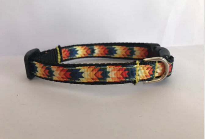 1/2 inch Small Yellow, Blue and Orange Southwestern Aztec Dog Collar
