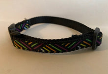 Load image into Gallery viewer, Small 1/2 Inch Orange, Green, Purple, Black Stripes Halloween Holiday Dog Collar
