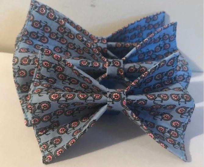 Blue Bicycles Preppy Dog Bow Tie in Small, Medium or Large