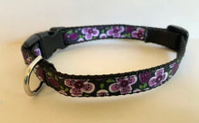 Load image into Gallery viewer, 1/2 Inch Purple and Black Floral Small Dog Collar
