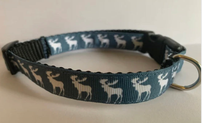 5/8 inch Blue Gray Moose Outdoor Nature Dog Collar