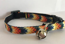 Load image into Gallery viewer, Yellow, Blue and Orange Southwestern Aztec Cat Collar
