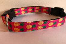 Load image into Gallery viewer, 5/8 inch Pink with Yellow and Green Pineapples Medium Dog Collar

