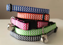 Load image into Gallery viewer, Chevron Cat Collar in Blue, Orange, Pink, Green, or Black
