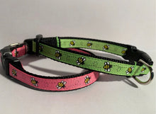 Load image into Gallery viewer, 1/2 inch Small Pink or Green Bumble Bees Dog Collar
