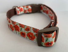 Load image into Gallery viewer, Red Poppy Flowers Summer Spring 5/8 inch Medium Dog Collar
