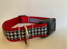 Load image into Gallery viewer, 1 inch Alabama Football Red and Houndstooth Large Dog Collar
