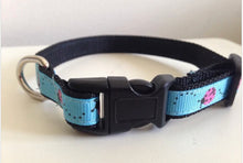 Load image into Gallery viewer, Blue with Pink Ladybugs Small 1/2 inch Dog Collar
